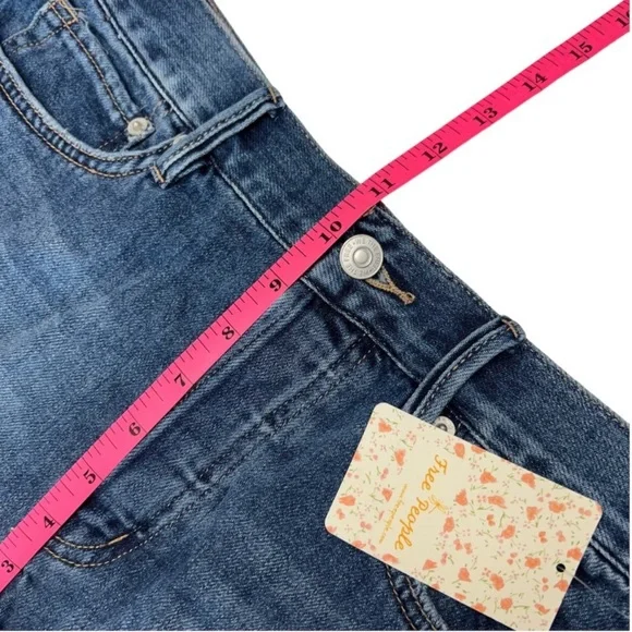 Free People Denim Cutoff Shorts We the Free Destructed Frayed Hem Indigo… - Picture 13 of 14